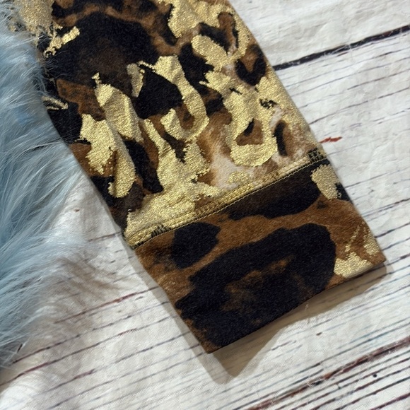 Joseph Ribkoff Leopard Animal Print Metallic Zip Up Jacket sz 12 - Picture 5 of 10